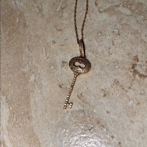 Rose Gold Diamond Key Necklace